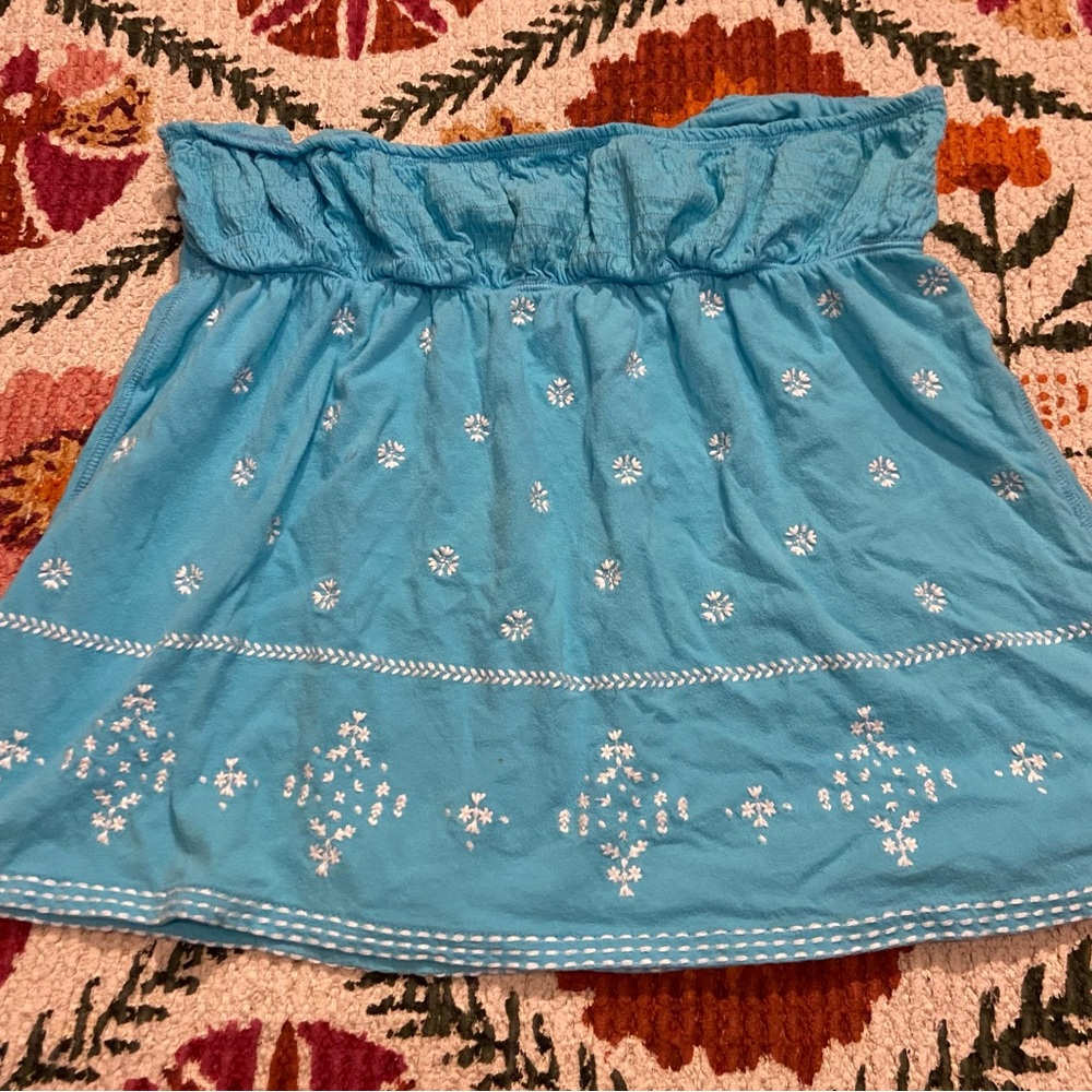 Blue Embroidered Halter Top - Picture 2 of 5